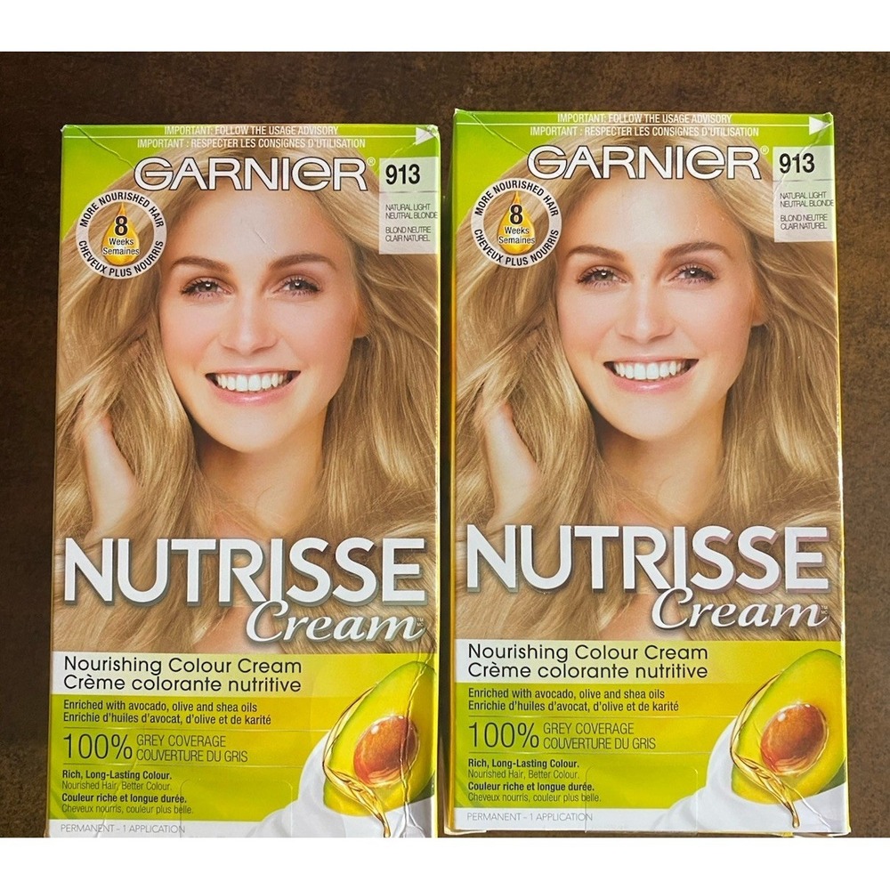 2X GARNIER 913 Natural Light Neutral Blonde Nutrisse Cream Permanent Womens Hair